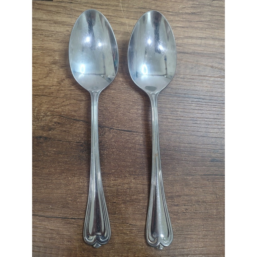 2 Cambridge CHATHAM Pattern 18/8 Stainless Flatware Solid Serving Spoon 8 7/8"